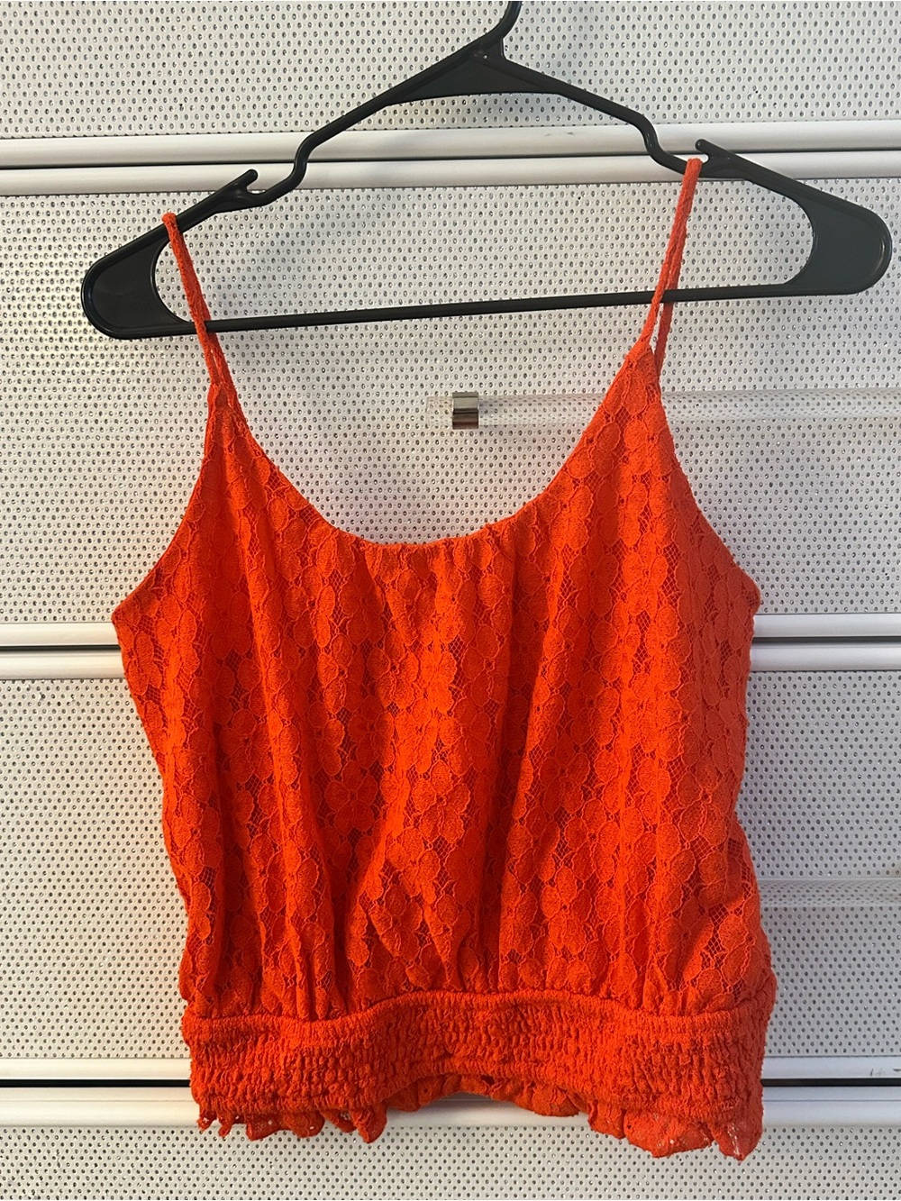 Lace Cropped Cami Top in Vibrant Orange